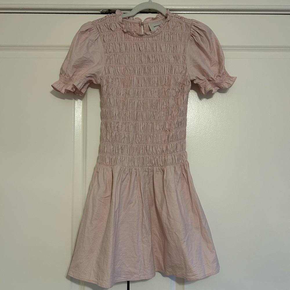 Reformation Smocked Puff Sleeve Dress in Light Pink